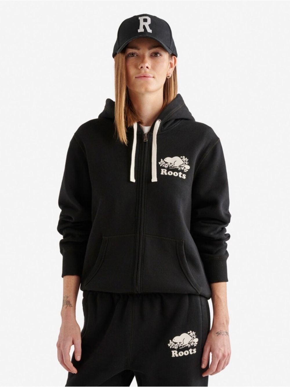 Roots "Outfitters 1973" Full Zip Hoodie Sweatshirt - Black